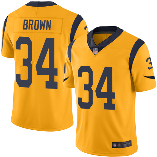 Los Angeles Rams Limited Gold Men Malcolm Brown Jersey NFL Football #34 Rush Vapor Untouchable->los angeles rams->NFL Jersey